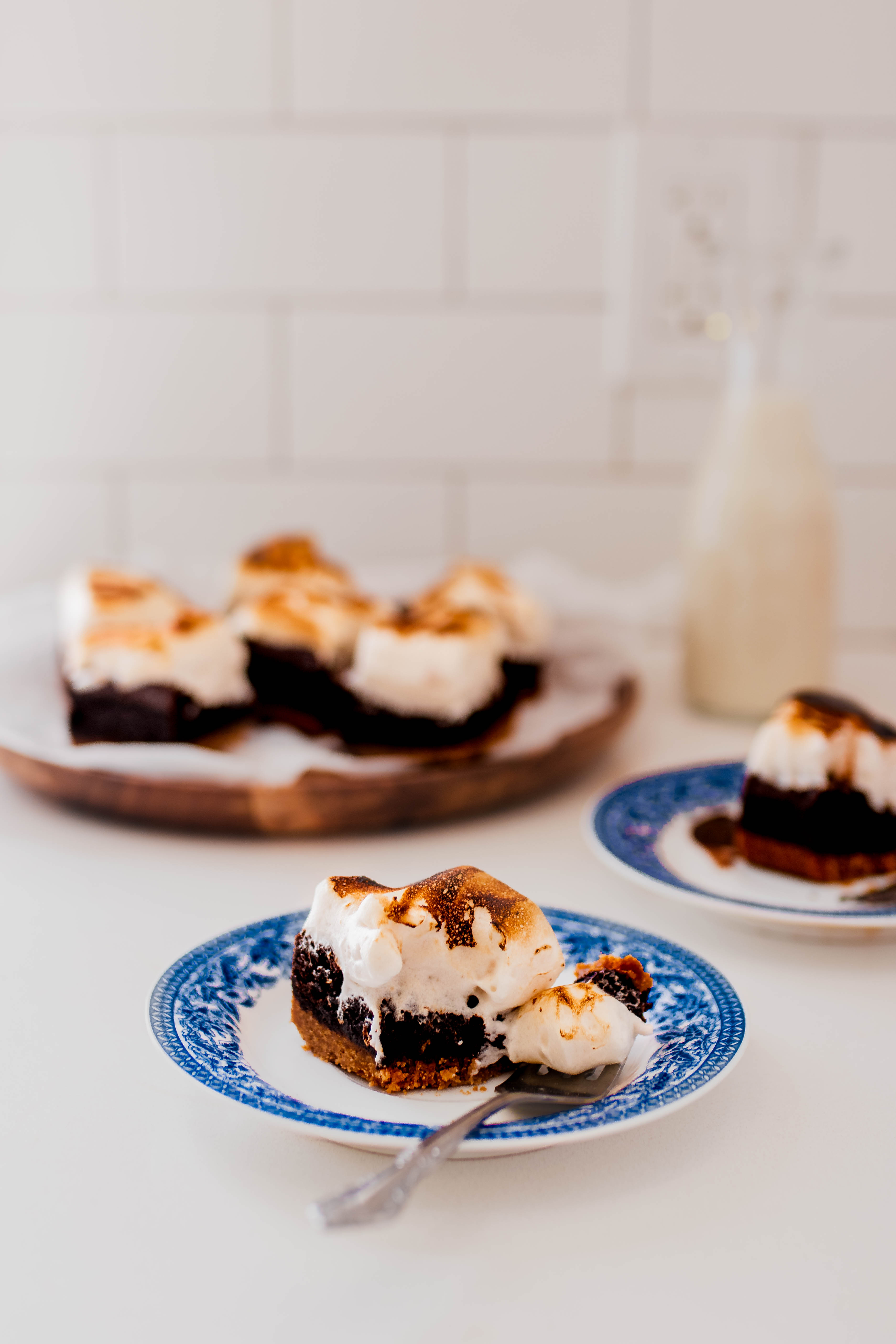 s'mores brownies with milk