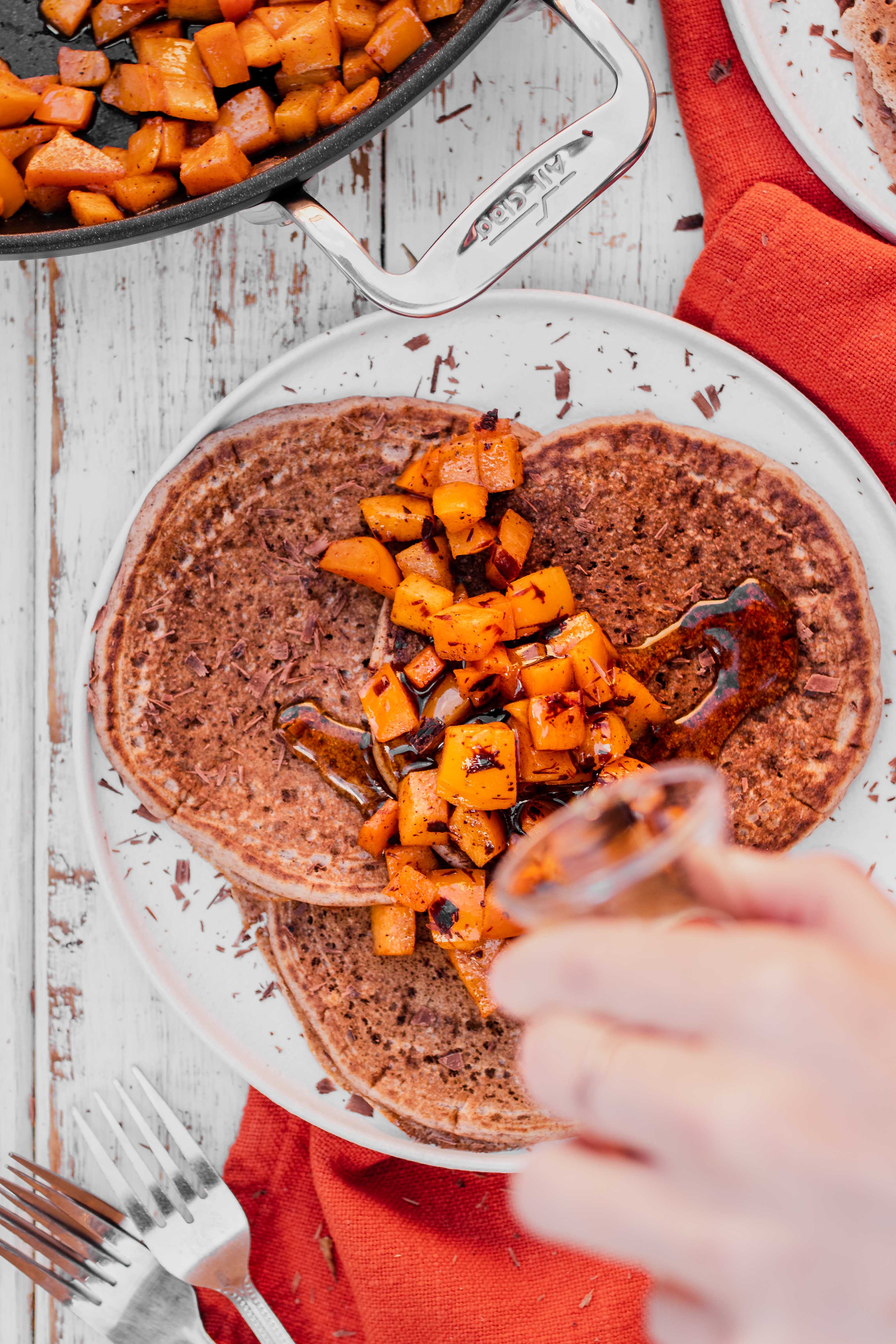 spiced pancakes with persimmons