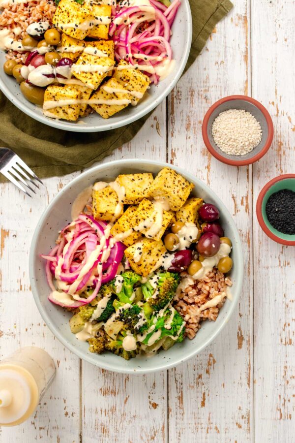 Lemon Pepper Tofu Grain Bowl - Two Market Girls