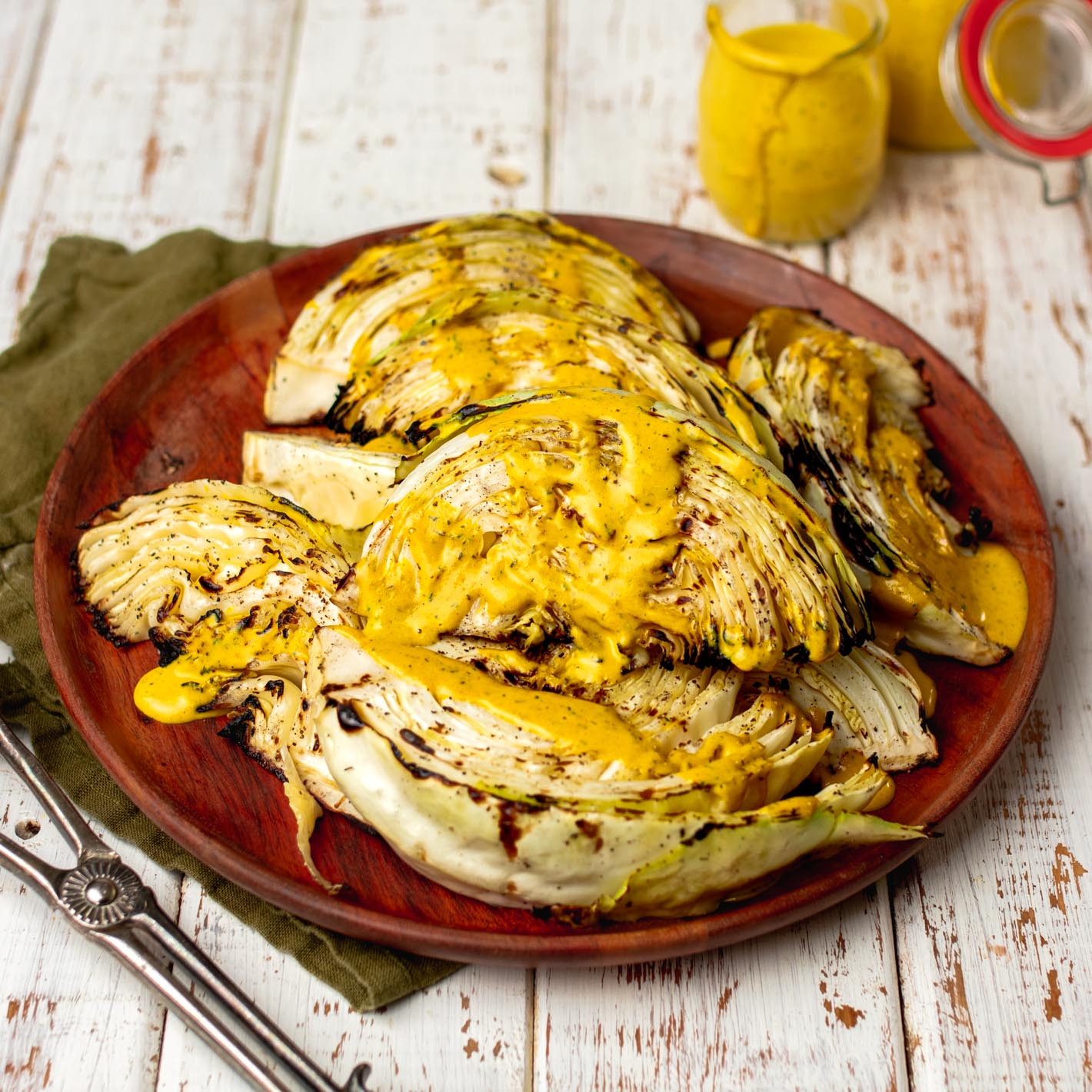 Grilled Cabbage Wedges with Turmeric Dill Dressing Two Market Girls