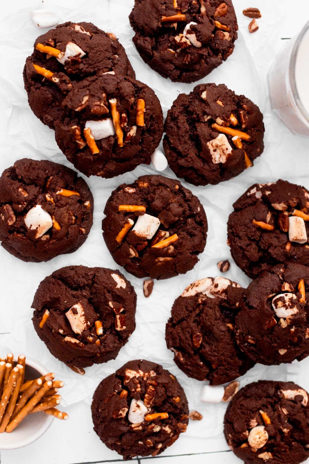 Chocolate Marshmallow Pretzel Cookies Two Market Girls