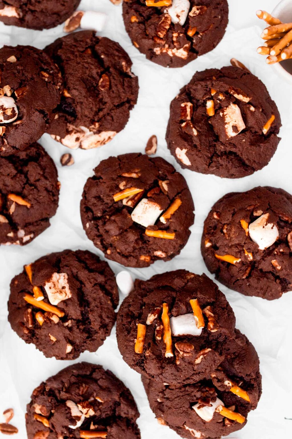 Chocolate Marshmallow Pretzel Cookies Two Market Girls
