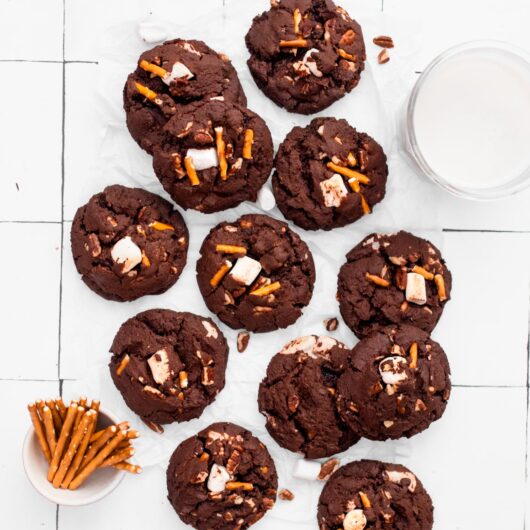 Chocolate Marshmallow Pretzel Cookies Two Market Girls