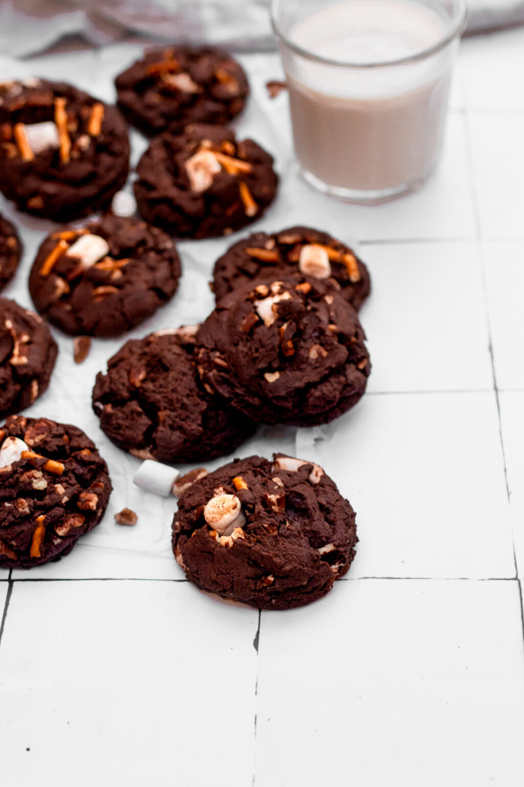 Chocolate Marshmallow Pretzel Cookies Two Market Girls