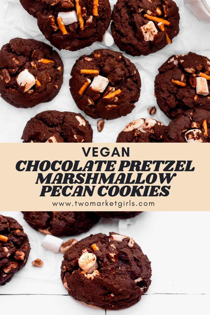 Vegan Chocolate Marshmallow Pretzel Cookies | Two Market Girls
