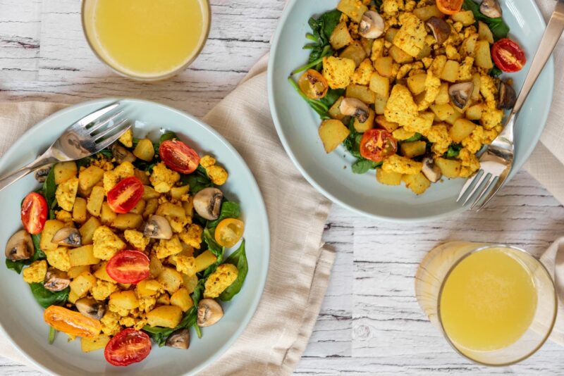 Air Fryer Tofu Scramble with Home Fries Two Market Girls
