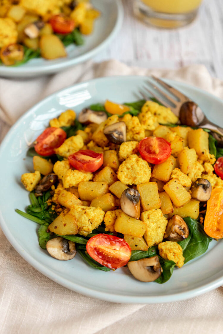 Air Fryer Tofu Scramble with Home Fries Two Market Girls