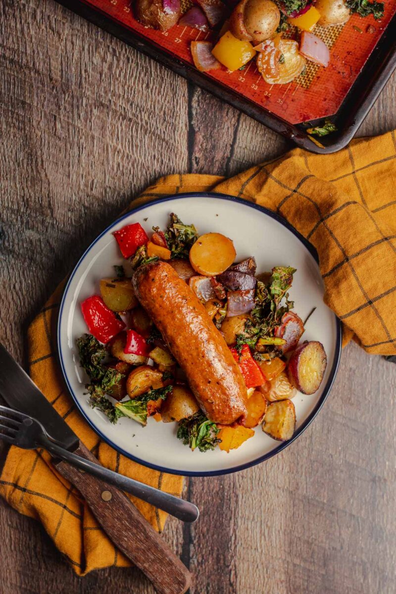 Vegan Sausage Sheet Pan Dinner Two Market Girls
