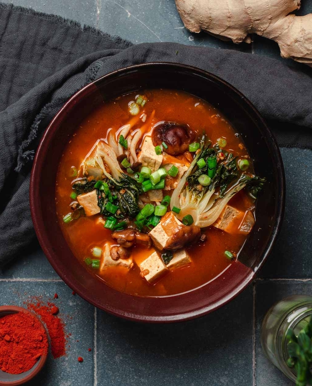 This may be one of my favourite recipes ever. 😍 We've always loved Korean food – the deep flavours, bold heat, and vibrant colours are irresistible. Inspired by Korean recipes like Kimchi jjigae (김치찌개), we made a delicious Vegan Kimchi Soup perfect to keep you warm all winter long.⁠
⁠
This Vegan Kimchi Soup features medium-firm tofu, tender shiitake mushrooms, fresh bok choy, and an aromatic base of ginger, onion, and garlic. It's warm, cozy, easy to make, and the ultimate comfort food. ⁠
⁠
Get the full recipe at LINK IN BIO 👆 or at www.twomarketgirls.com