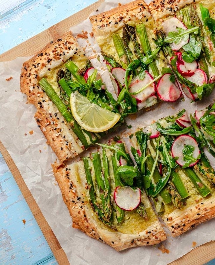 One of our favourites seasons is here – asparagus season! This delicious spring vegetable is grown locally in Ontario and we LOVE using it in our cooking through spring. Our Vegan Cheesy Asparagus Tart is one of our favourite ways to do just that!⁠
⁠
This spring savoury puff pastry tart is packed with seasonal vegetables and a simple, savoury vegan cheese spread. A quick and easy (and cheesy!) spring-inspired dinner.⁠
⁠
Get the full recipe at LINK IN BIO 👆 or at www.twomarketgirls.com