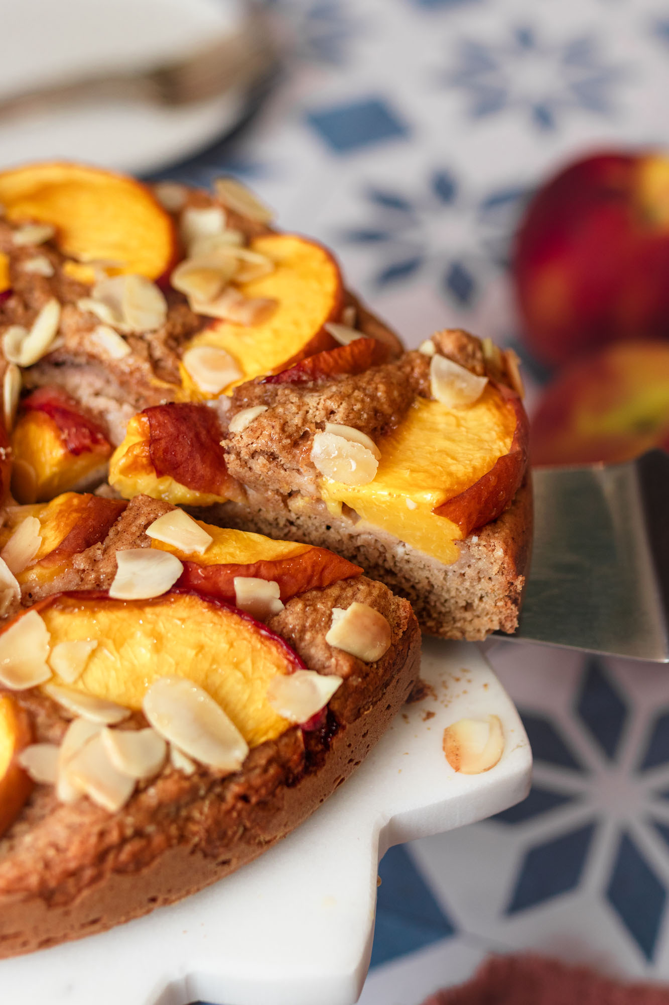 Vegan Almond Peach Cake Two Market Girls
